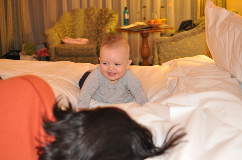 Mommy Jumping on the Bed Making Greta Laugh.JPG